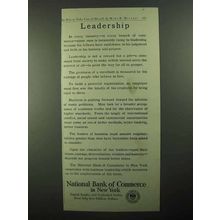 1921 National Bank of Commerce New York Ad - Leadership