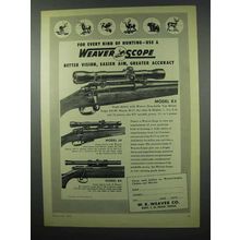 1953 Weaver Scope Ad - Model K4, J4, B4