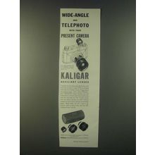 1959 Kalimar Kaligar Auxiliary Lenses Ad - Wide-Angle and telephoto