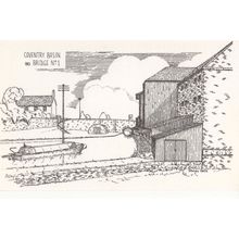 Coventry Ship Canal Basin & Bridge Artist Sketch Rare Postcard