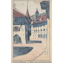 Freienhofgasse Thun Antique Sketch Painting Switzerland Postcard