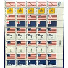 Historic Flag Series Sheet of Fifty 6 Cent Postage Stamps Scott 1345-54