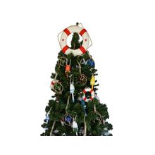 Pack Of 2] White Lifering with Red Bands Christmas Tree Topper Decoration
