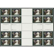 RW73, MNH $15 Duck Cross Gutter Block of 16 Stamps From Press Sheet Stuart Katz