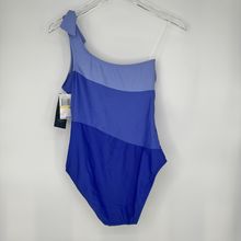 Aqua Couture One Shoulder Swimsuit M Blue Colorblock One-Piece NWT $60 MSRP