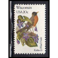 2001A 20c Birds/Flowers of Wiconsin Fine MNH Dry Gum V2149 (6)
