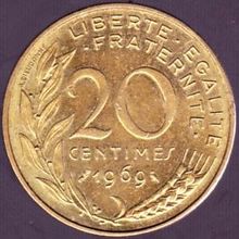 1969 France 20 Centimes Coin