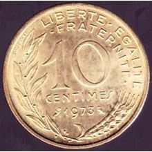 1973 France 10 Centimes Coin