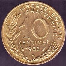 1982 France 10 Centimes Coin