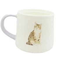 Cat Mug Ceramic 8 CM with Grey Handle Dishwasher & Microwave Safe Tableware