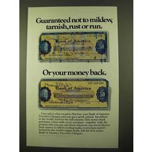 1970 Bank of America Travelers Cheques Ad - Guaranteed