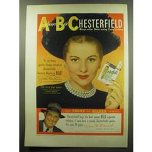 1949 Chesterfield Cigarettes Ad - Joan Fontaine - Always Buy Chesterfield