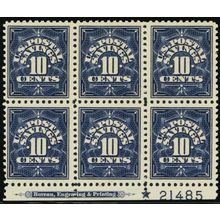 PS6, Mint 10¢ VF NH Plate Block of Six Stamps Cat $150.00 - Stuart Katz