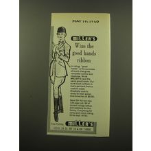 1960 Miller's Riding Clothes Ad - Miller's wins the good hands ribbon