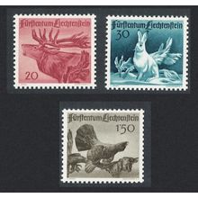 Liechtenstein Stag Arctic Hare Animals Capercaillie Bird Wild Life 3v T2 1946