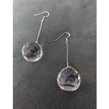 Silver Crystal Glass Globe Drop Earrings