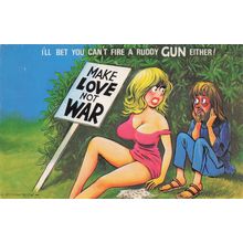Make Love Not War Sign Hippy Lovers 1970s Bamforth Comic Postcard