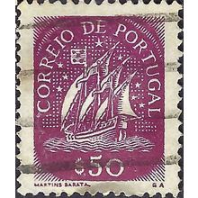 PORTUGAL, SHIP, 15th C Caravel, mauve 1943, 50c, #4