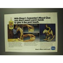 1978 Borden Elmer's Carpenter's Wood Glue Ad - Pro's Touch