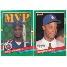 Two 1991 Donruss Darryl Strawberry baseball cards #696 & #408 MVP