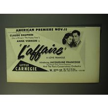 1950 L'affaire Movie Ad - American Premiere Nov. 11 Claude Dauphin