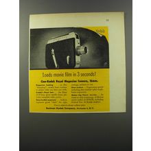 1953 Cine-Kodak Royal Magazine Camera Ad - Loads movie film in 3 seconds