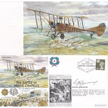 The Battle Of Neuve Chapelle Military WW1 Hand Signed FDC & Postcard
