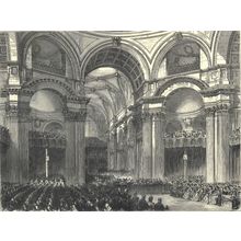 ST. PAUL’S - VIEW UNDER THE DOME DURING THE SERVICE 1872 VICTORIAN ENGRAVING