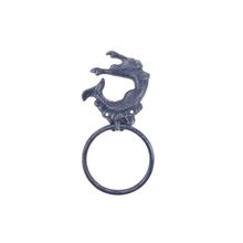 Pack Of 2] Rustic Dark Blue Cast Iron Arching Mermaid Towel Holder 9""