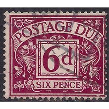 GB 1959 - 63 QE2 6d Purple Postage Due used Wmk 179 SG D63 (1121 )