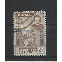 Burma.SG87 8a Gen.Aung San,Chinthe and Map of Burma (Brown).Fine Used.Jul25b