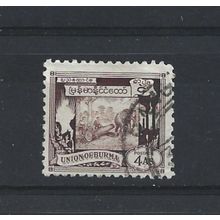 Burma.SG108 4a Elephant hauling log (Brown).Fine Used.Jul25n