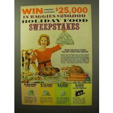 1964 Baggies Disposible Plastic Bags Ad - Holiday Food
