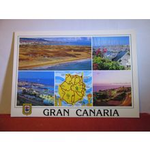 multiview, GRAN CANARIA, SPAIN unused postcard map =