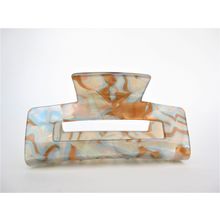 Blue and gold iridescent rectangle marbled hair claw clip