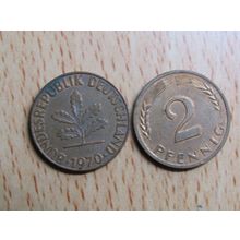 1970j 2 Pfennig Germany Coin