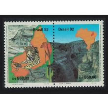 Brazil Leopard Bird pair 1992 MNH SG#2549-2550 MI#2489-2490 Sc#2383a