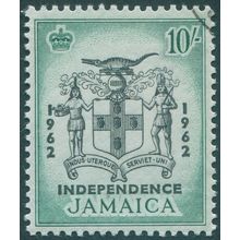 Jamaica 1962 10s black & blue-green Independence SG191 CTO