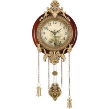 Aero Snail Dia 9-Inch Retro Style Vintage Wood Indoor Wall Clock with Swinging P
