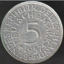 1957 J Germany 5 Mark Silver Coin