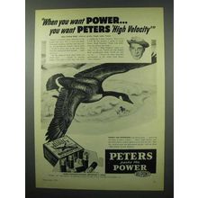 1953 Peters High Velocity Shotgun Shells Ad - Goose