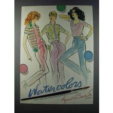 1981 Gloria Vanderbilt Murjani Fashion Ad - Watercolors