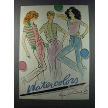 1981 Gloria Vanderbilt Murjani Fashion Ad - Watercolors