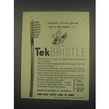 1949 Johnson & Johnson Tek Bristle Toothbrush Ad - Gums?