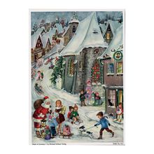 ADV812 - Sellmer Advent Calendar -Santa Comes to Town - 8.25"H x 11.75"W x .1"D