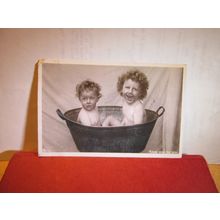 ADAM SEES THE JOKE, BATHTIME used antique postcard RP dated 1913 children =