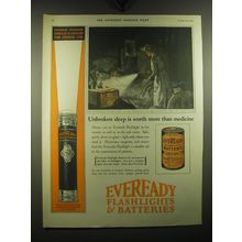 1922 Eveready Flashlights & Batteries Ad - Unbroken sleep is worth more