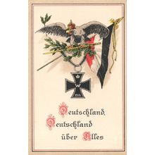Deutschland Uber Alles German Eagle Cross Relief WW1 War Postcard