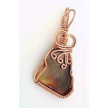 Fire Agate Copper Wire Wrap Pendant 2