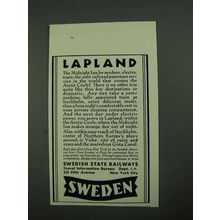 1931 Swedish State Railways Ad - Lapland